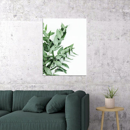 Eucalyptus Leaves Poster Minimalist Botanical Art Scandinavian Greenery Wall Decor Print