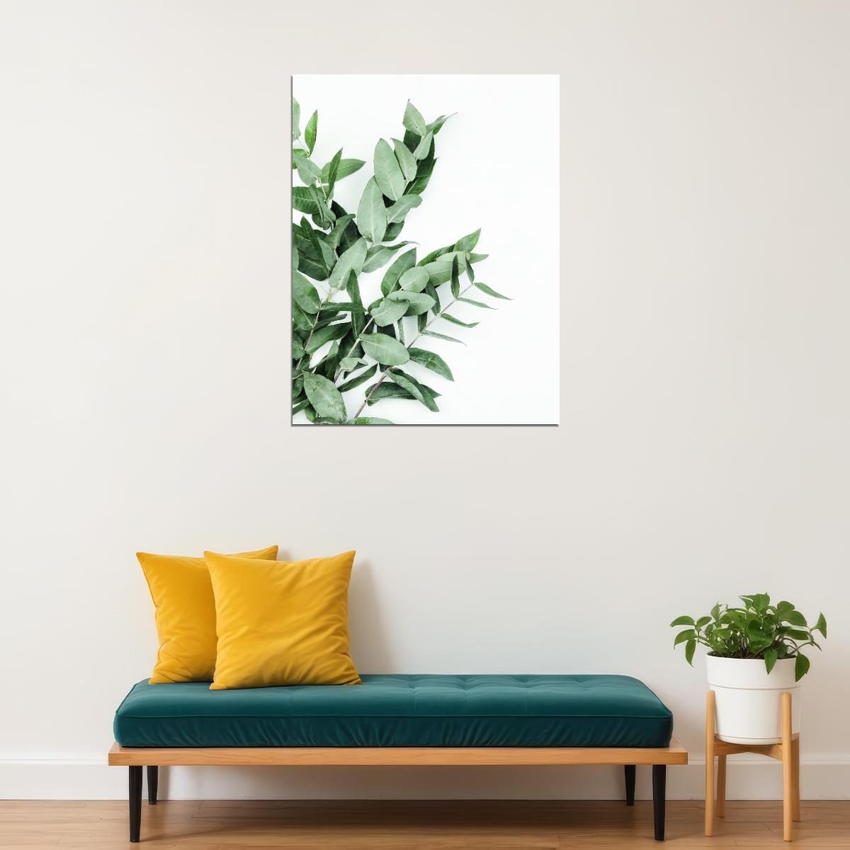 Eucalyptus Leaves Poster Minimalist Botanical Art Scandinavian Greenery Wall Decor Print