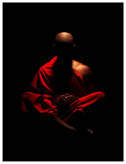 Meditative Monk Poster Dark Minimalist Photography Spiritual Zen Wall Art Decor Print