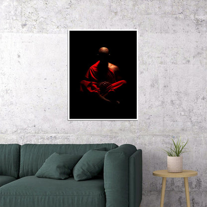 Meditative Monk Poster Dark Minimalist Photography Spiritual Zen Wall Art Decor Print