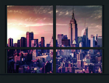 New York City Window View Poster Urban Skyline Photography Classic NYC Wall Art Print