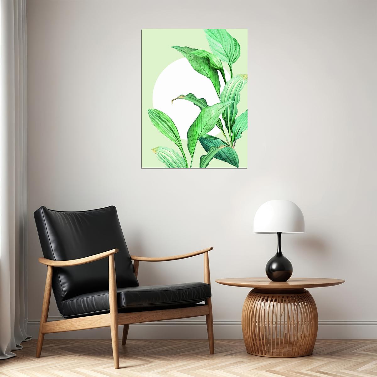 Green Leaf Botanical Poster Minimalist Nature Art Fresh Plant Wall Decor Print