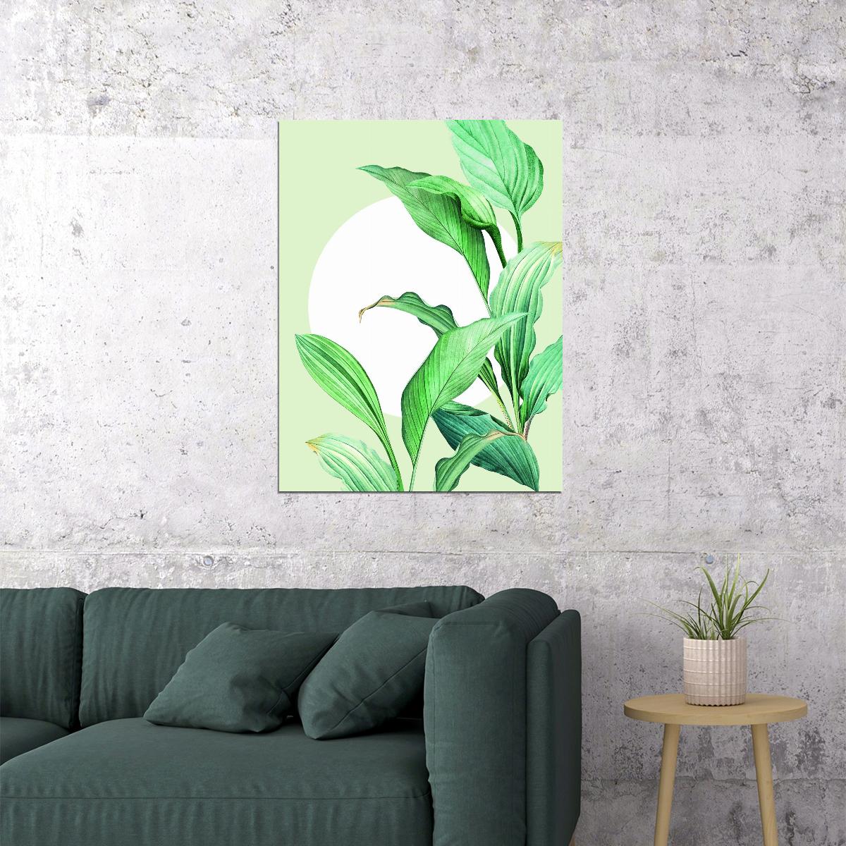 Green Leaf Botanical Poster Minimalist Nature Art Fresh Plant Wall Decor Print