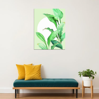 Green Leaf Botanical Poster Minimalist Nature Art Fresh Plant Wall Decor Print