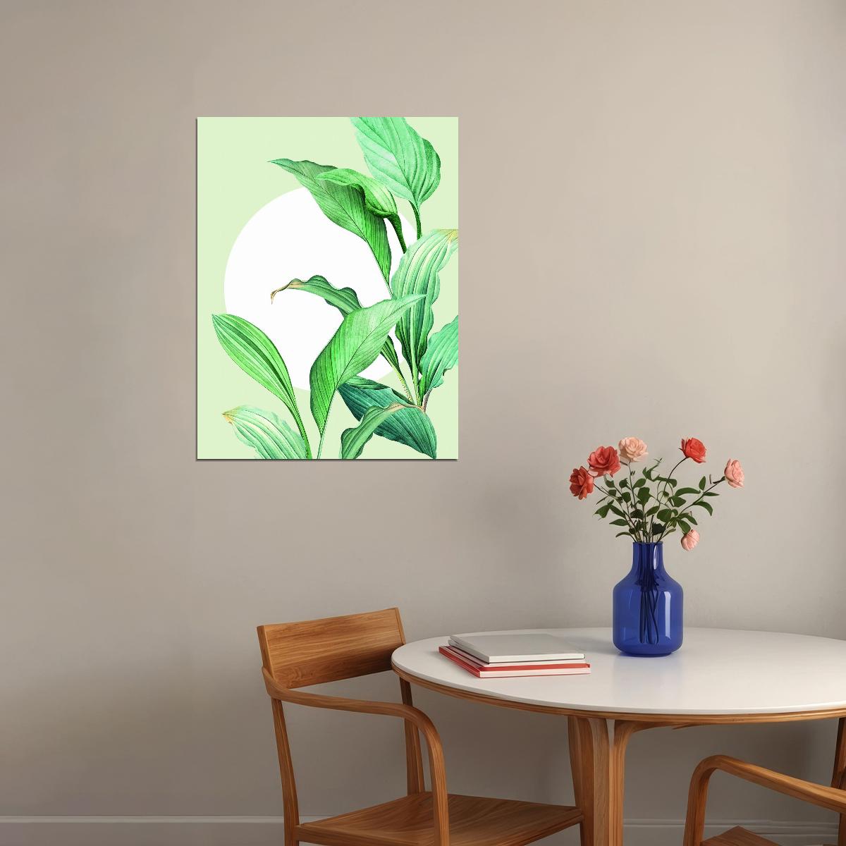 Green Leaf Botanical Poster Minimalist Nature Art Fresh Plant Wall Decor Print