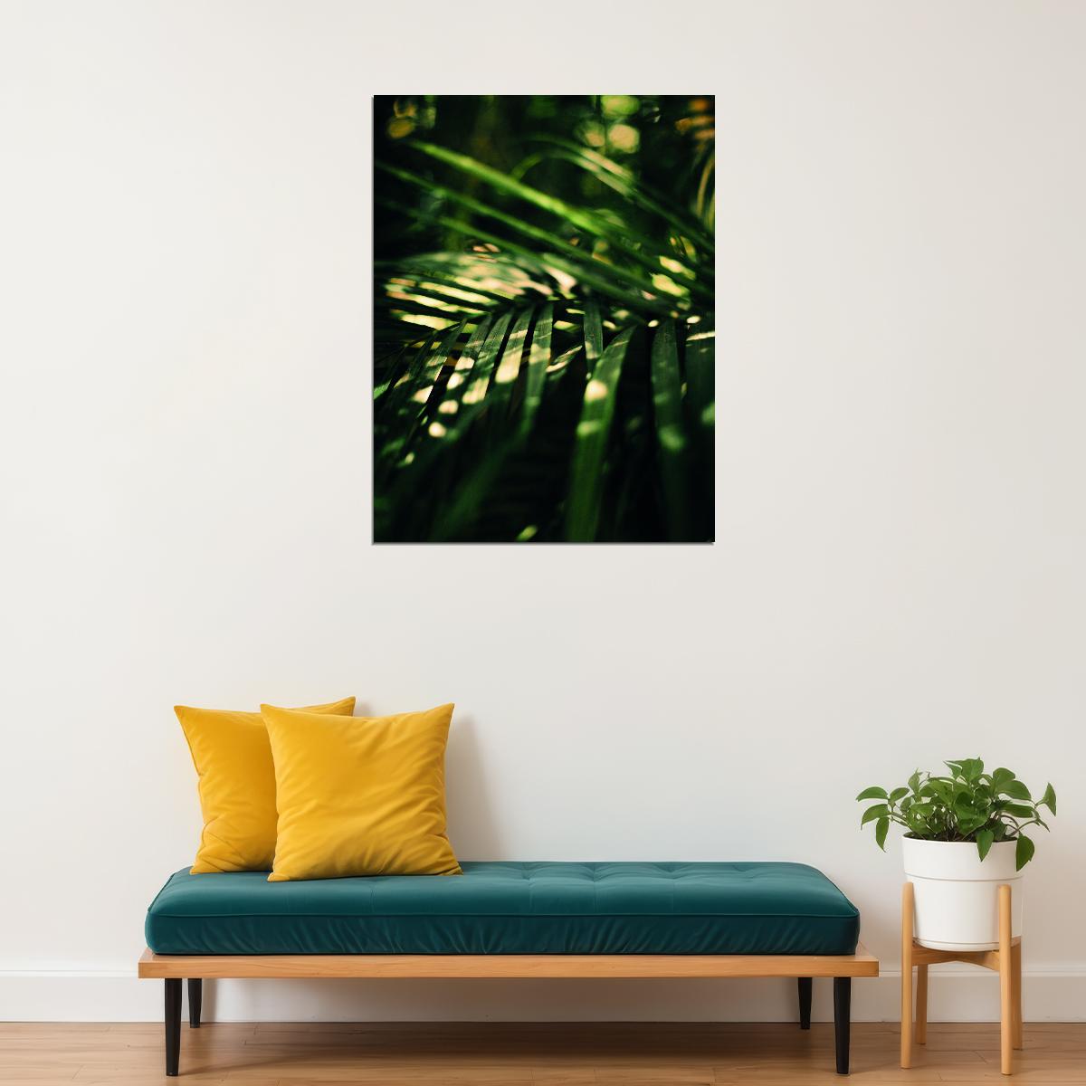 Lush Palm Leaves Poster Tropical Green Botanical Nature Art Modern Wall Decor Print