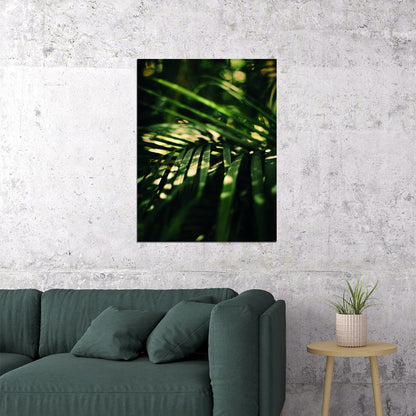 Lush Palm Leaves Poster Tropical Green Botanical Nature Art Modern Wall Decor Print