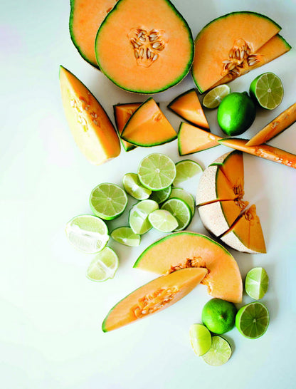 Fresh Melon and Lime Still Life Poster Modern Kitchen Art Vibrant Food Wall Decor Print