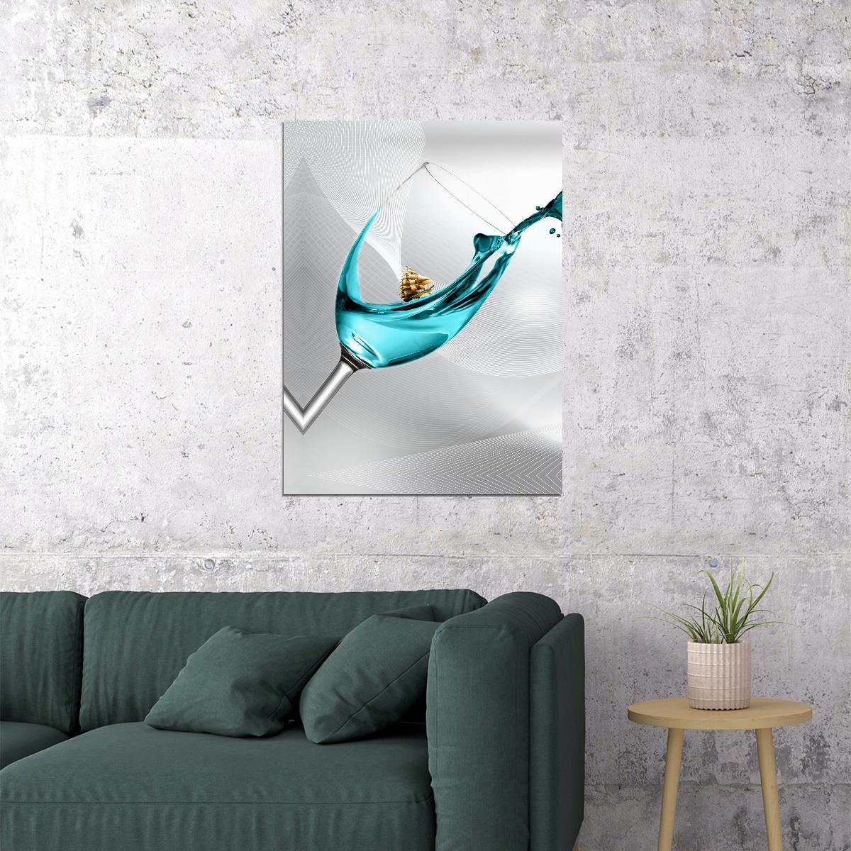 Elegant Glass Splash Poster Abstract Modern Art Minimalist Wall Decor Print