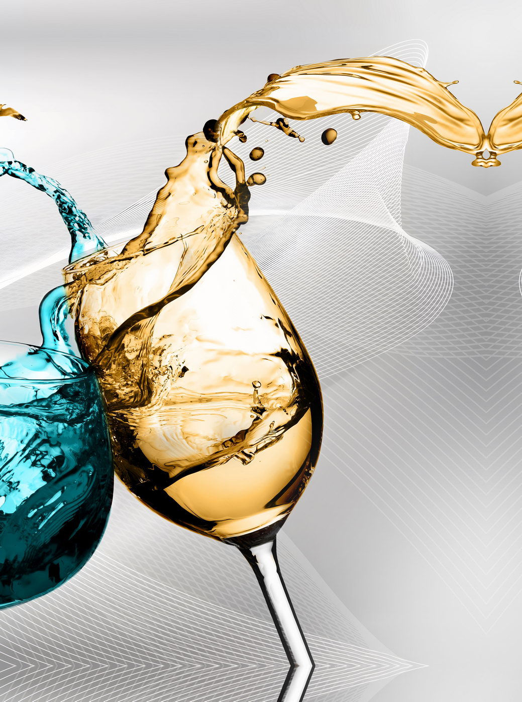 Wine and Water Glass Splash Poster Abstract Elegant Drink Art Modern Wall Decor Print