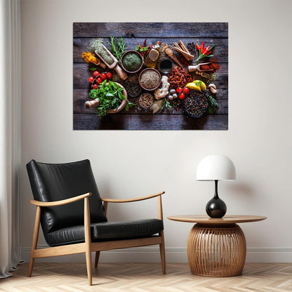 Rustic Food Ingredients Poster Culinary Kitchen Decor Rustic Organic Food Art Wall Print