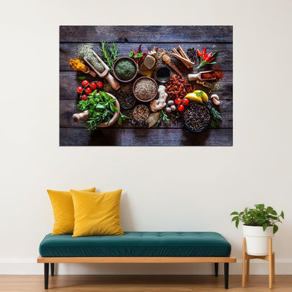 Rustic Food Ingredients Poster Culinary Kitchen Decor Rustic Organic Food Art Wall Print