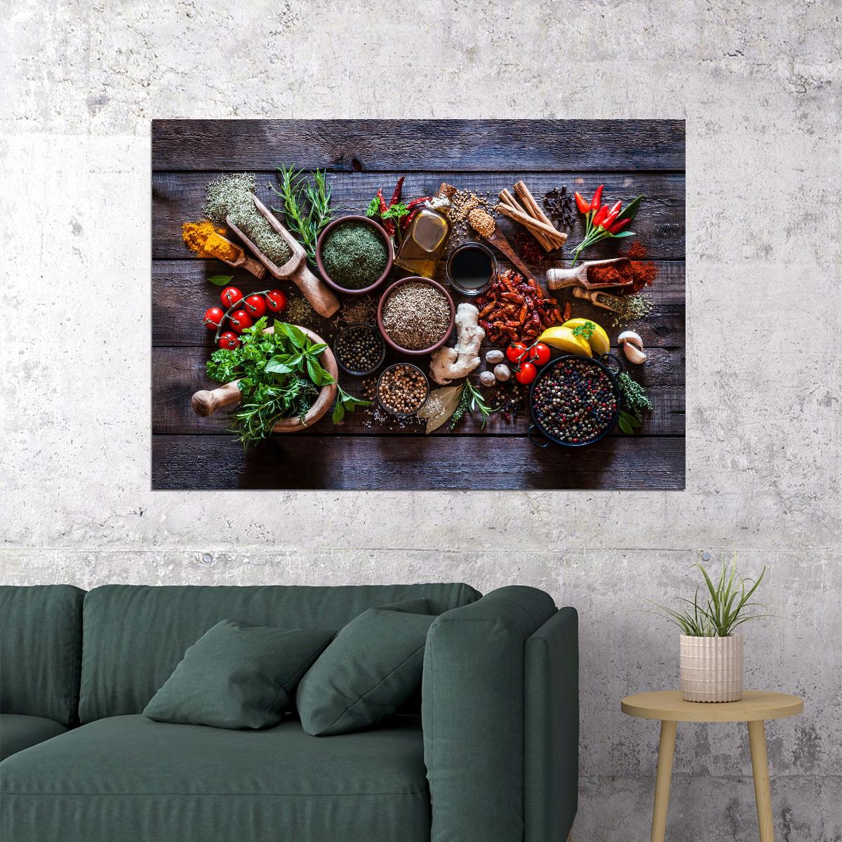 Rustic Food Ingredients Poster Culinary Kitchen Decor Rustic Organic Food Art Wall Print