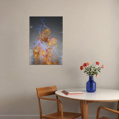 Abstract Light Sculpture Poster Modern Art Illuminated Figure Contemporary Wall Decor Print