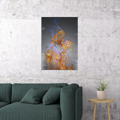 Abstract Light Sculpture Poster Modern Art Illuminated Figure Contemporary Wall Decor Print