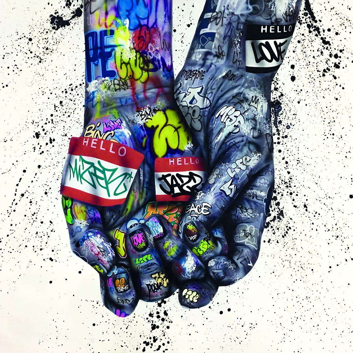 Graffiti Hands Poster Urban Street Art Colorful Symbolic Wall Decor Print