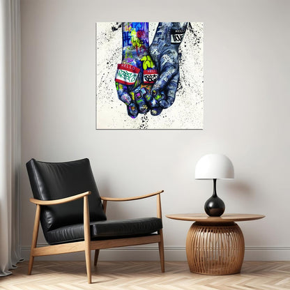 Graffiti Hands Poster Urban Street Art Colorful Symbolic Wall Decor Print