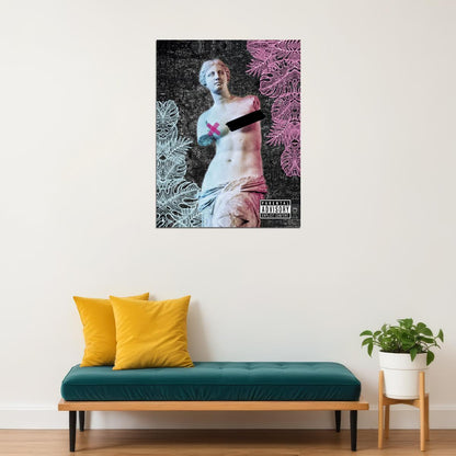 Venus de Milo Graffiti Poster Edgy Pop Art Classic Sculpture with Neon Elements Urban Wall Decor Print