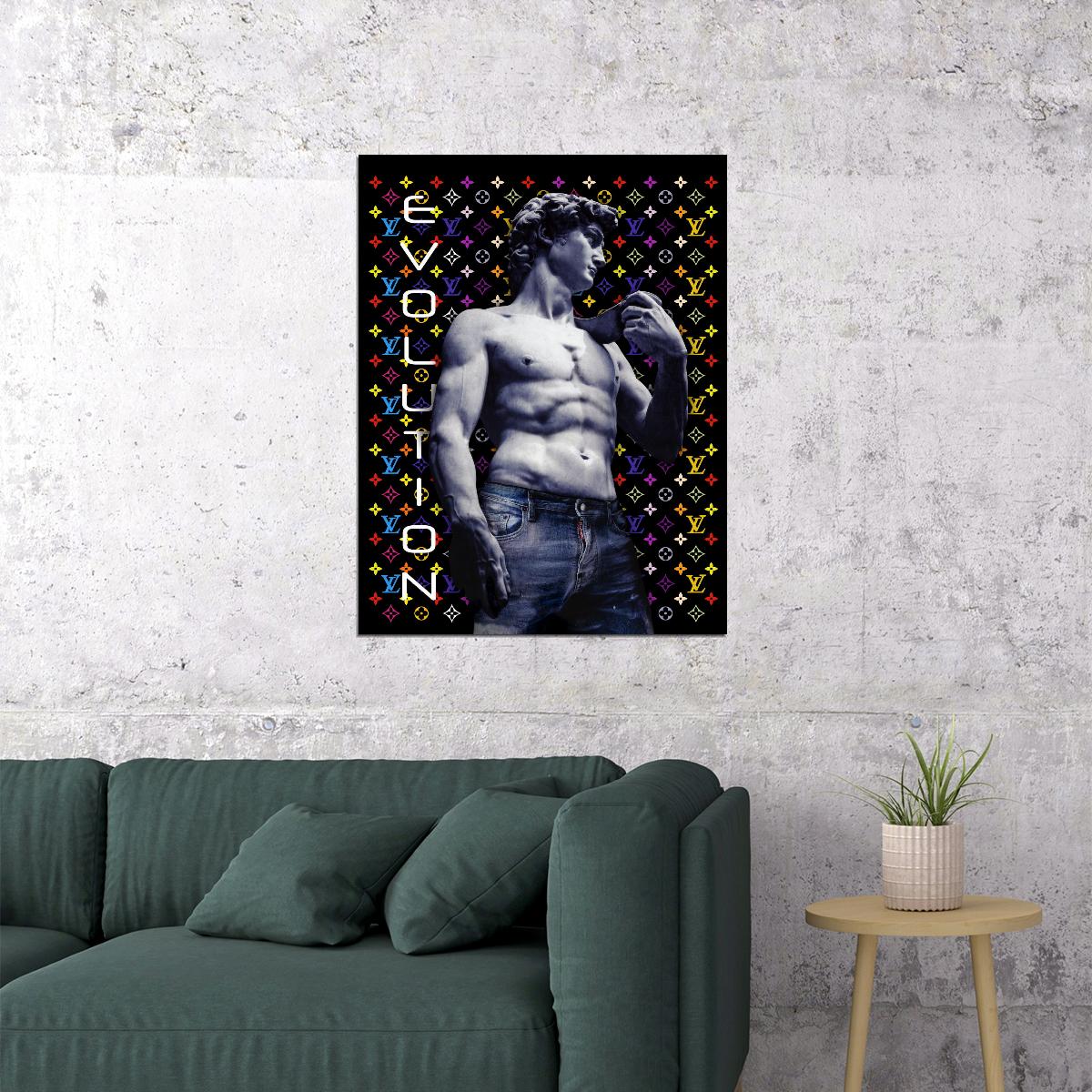 David Evolution Poster Modern Pop Art Classic Sculpture Street Style Wall Decor Print Motivational Pop Art Money Artwork Luxury Brands