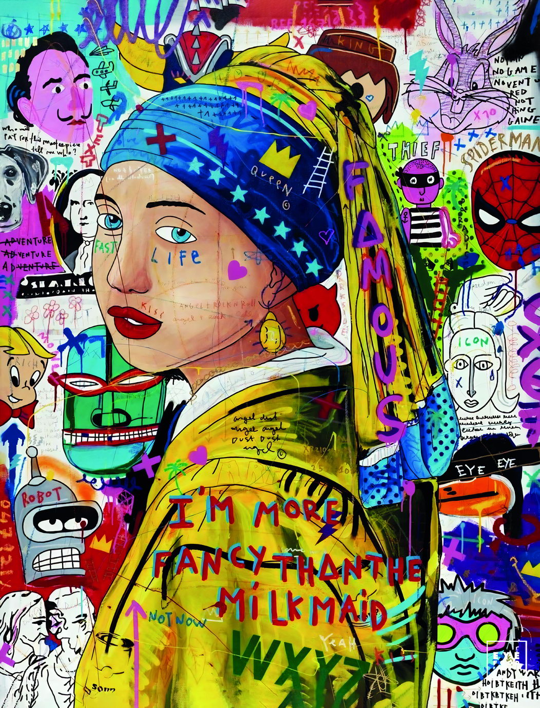 Graffiti Girl with Pearl Earring Poster Colorful Pop Art Classic Modern Wall Decor Print