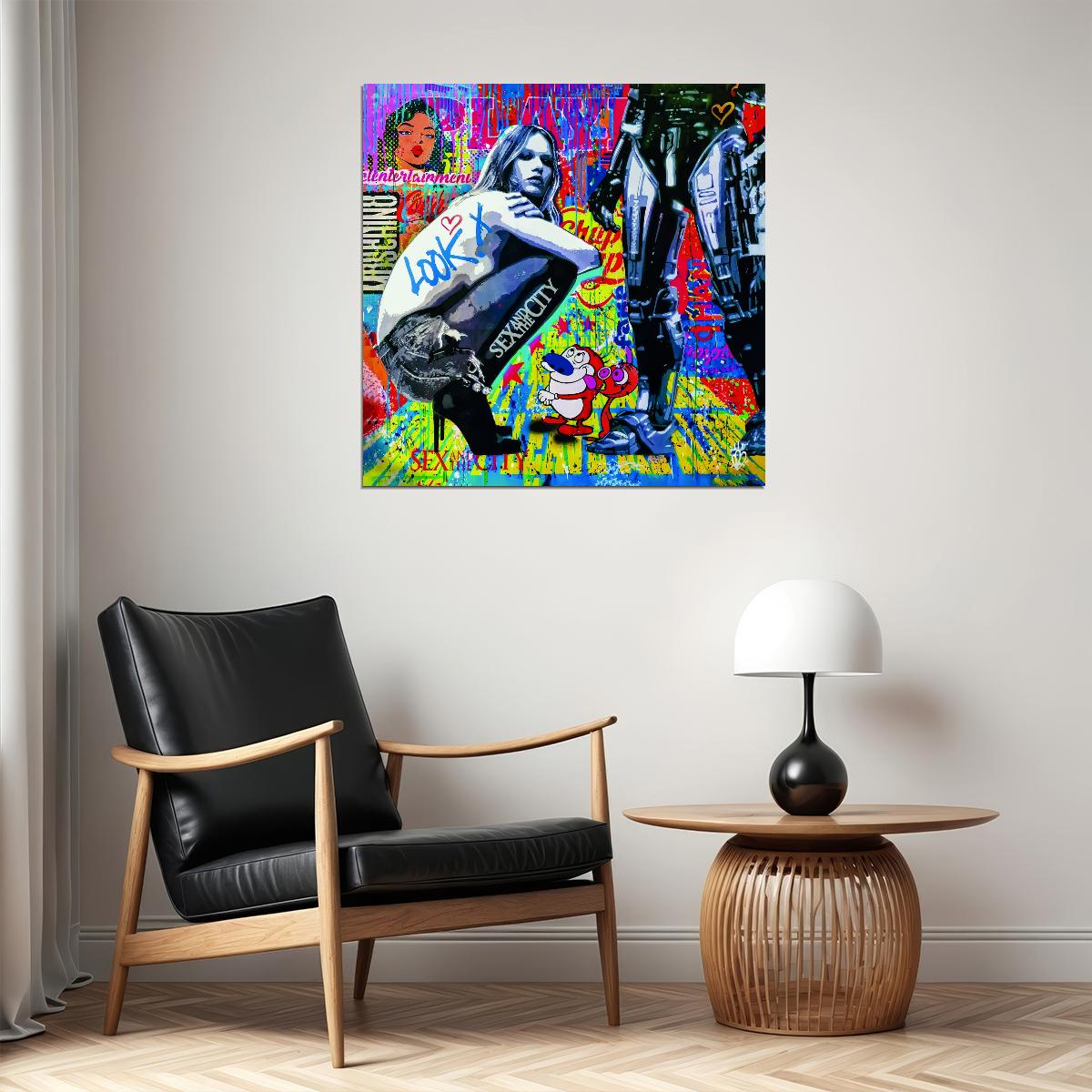 Sex And The City Street Graffiti Pop Art Collage Poster Vibrant Pop Culture Mashup Urban Wall Decor Print