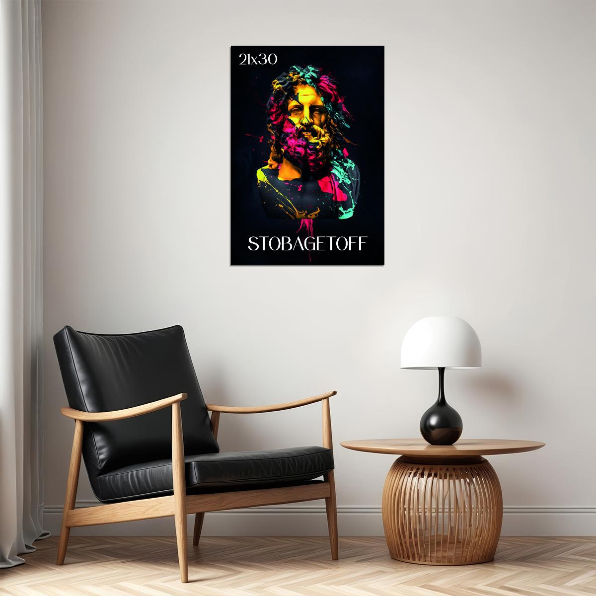 Colorful Zeus Statue Greek Stone Bust Abstract Pop Art Poster Wall Decor Print