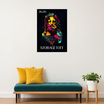 Colorful Zeus Statue Greek Stone Bust Abstract Pop Art Poster Wall Decor Print