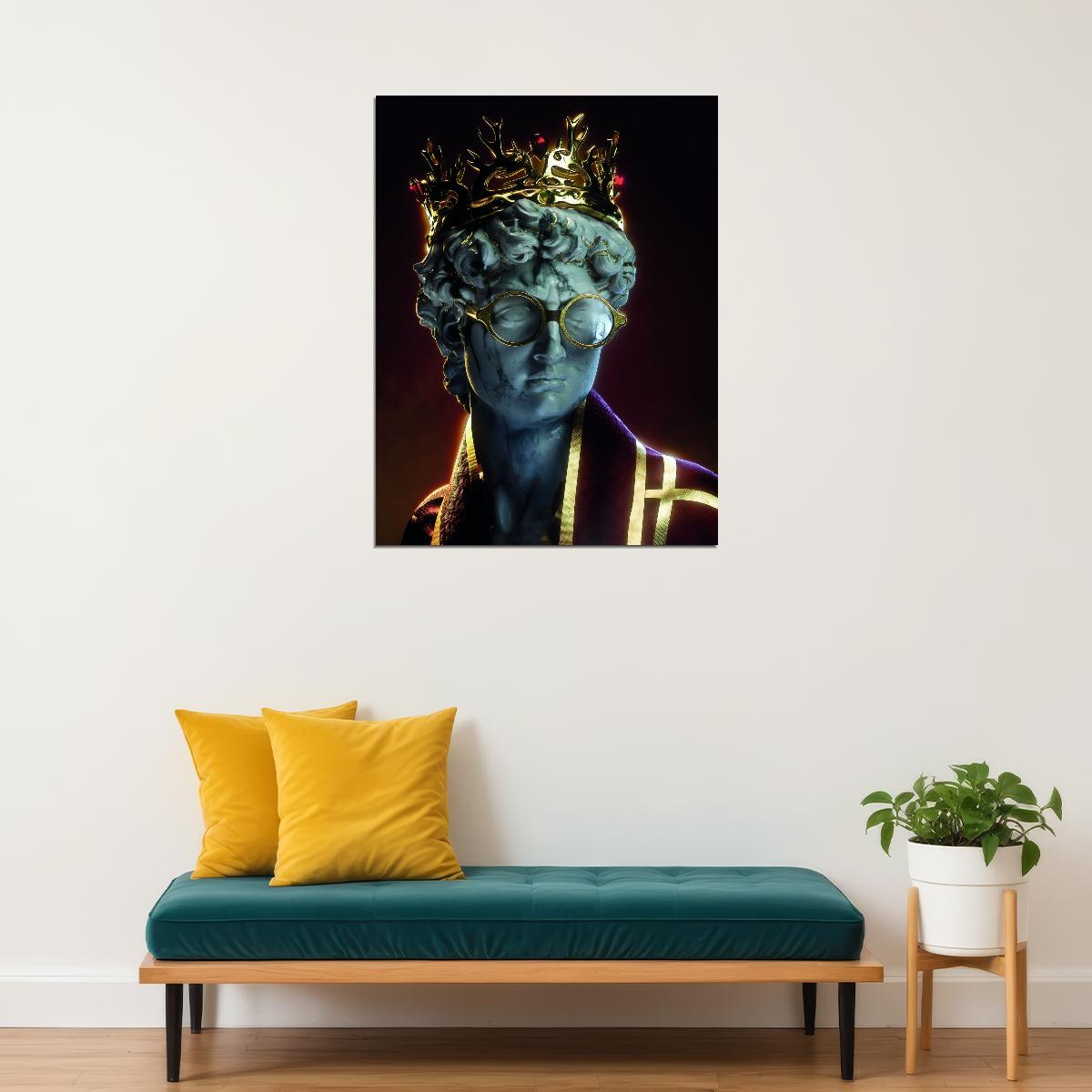 Michelangelo David Harry David Potter Statue Golden Sculpture Aesthetic Pop Art Modern Poster