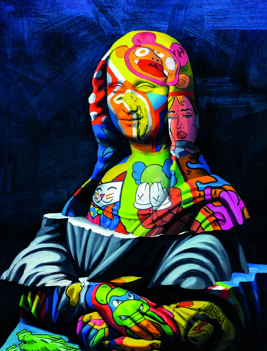 Mona Lisa Street Graffiti Pop Art Poster Iconic Masterpiece Reimagined Bold Colors Modern Pop Culture