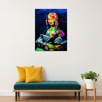 Mona Lisa Street Graffiti Pop Art Poster Iconic Masterpiece Reimagined Bold Colors Modern Pop Culture