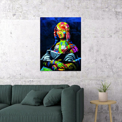 Mona Lisa Street Graffiti Pop Art Poster Iconic Masterpiece Reimagined Bold Colors Modern Pop Culture