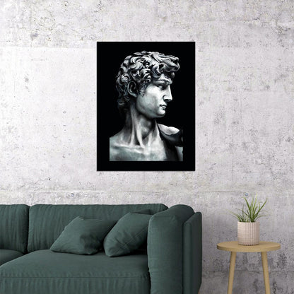 Classical Bust David Statue Art Poster Black and White Wall Decor Modern Minimalist Hustle Home Print