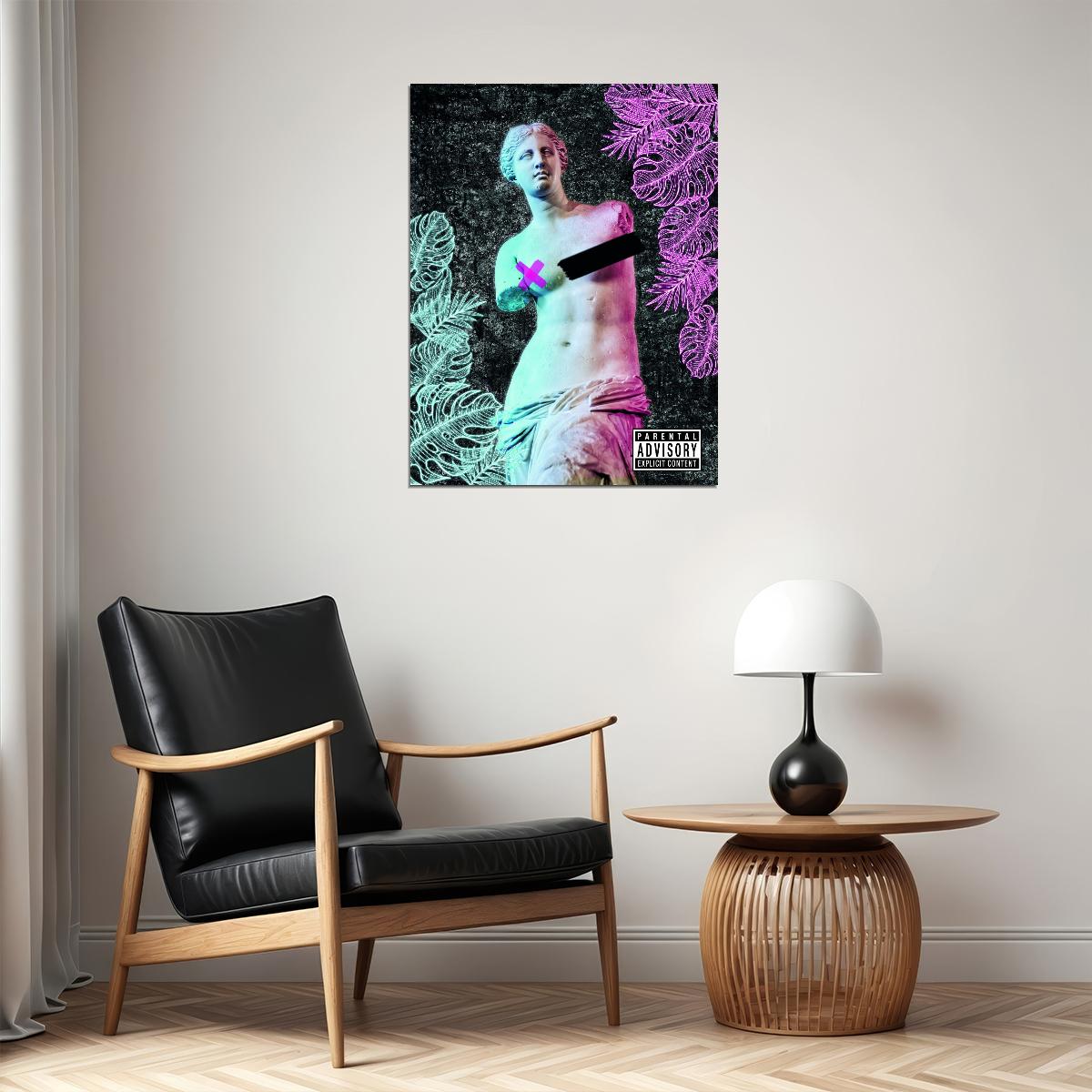 Venus de Milo Graffiti Neon Bust Art Poster Modern Statue Wall Decor Unique Motivational Pop Art Style Swag Wall Print