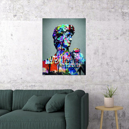 David Michelangelo Colorful Sculpture Graffiti Art Poster Modern Statue Wall Decor Greek Inspired Pop Art Entrepreneur Wall Print