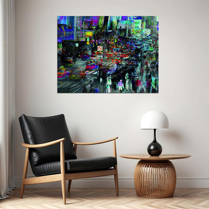 Times Square Abstract Cityscape Neon Art Poster Urban Swag Wall Decor Modern Hustle Street Style Wall Print