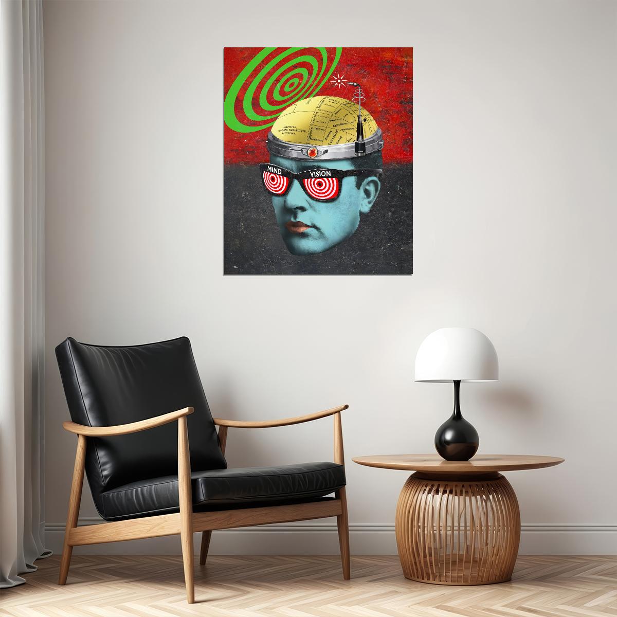 Retro Man With Glasses X–Ray Specs Retro Mind Control Art Poster Visionary Wall Decor Modern Pop Art Swag Style Motivational Wall Print