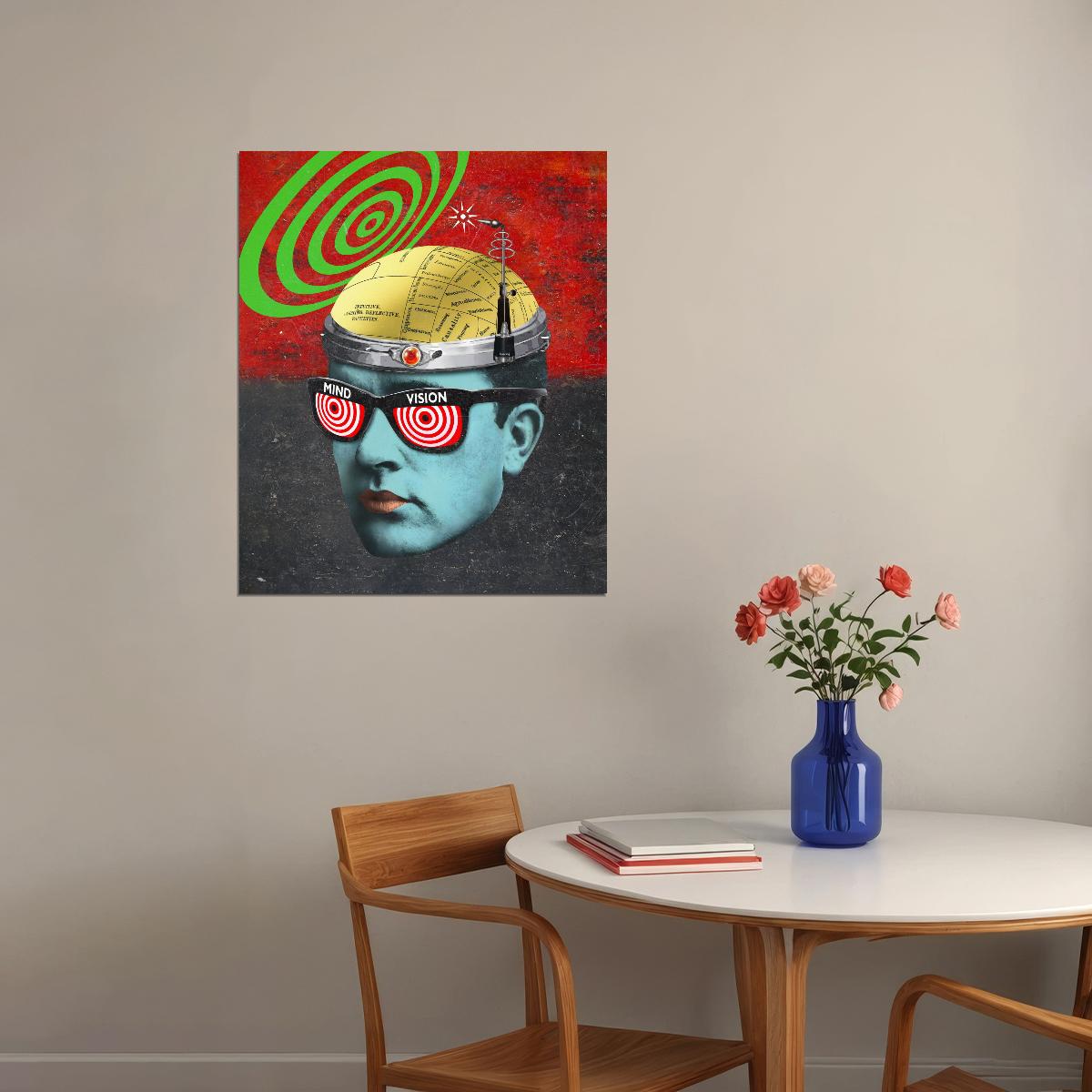 Retro Man With Glasses X–Ray Specs Retro Mind Control Art Poster Visionary Wall Decor Modern Pop Art Swag Style Motivational Wall Print