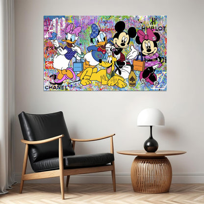 Disney Characters Graffiti Mickey Mouse Art Poster Colorful Cartoon Street Style Wall Decor Modern Pop Art Print