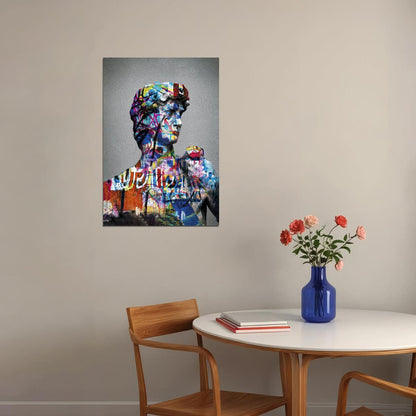 David Graffiti Bust Art Poster Vibrant Modern Wall Decor Pop Art Swag Motivational Wall Print