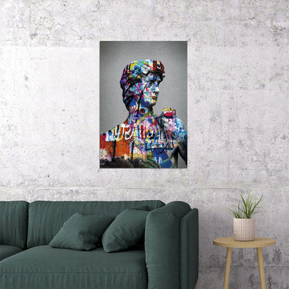 David Graffiti Bust Art Poster Vibrant Modern Wall Decor Pop Art Swag Motivational Wall Print