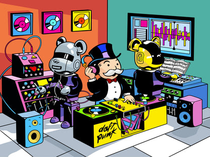 Daft Punk Bearbrick Retro DJ Mickey Mouse Art Poster Cartoon Wall Decor Colorful Pop Art Modern Swag Wall Print