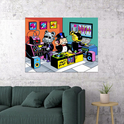 Daft Punk Bearbrick Retro DJ Mickey Mouse Art Poster Cartoon Wall Decor Colorful Pop Art Modern Swag Wall Print