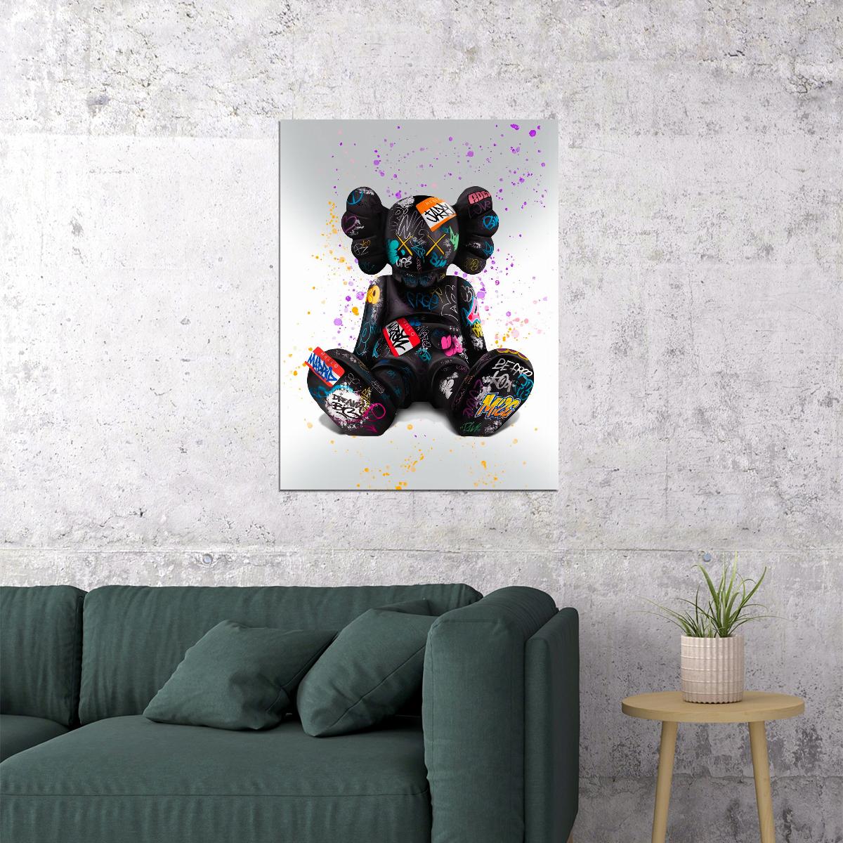 Graffiti Teddy Bear Art Poster Designer Toy Wall Decor Street Style Pop Art Swag Modern Wall Print