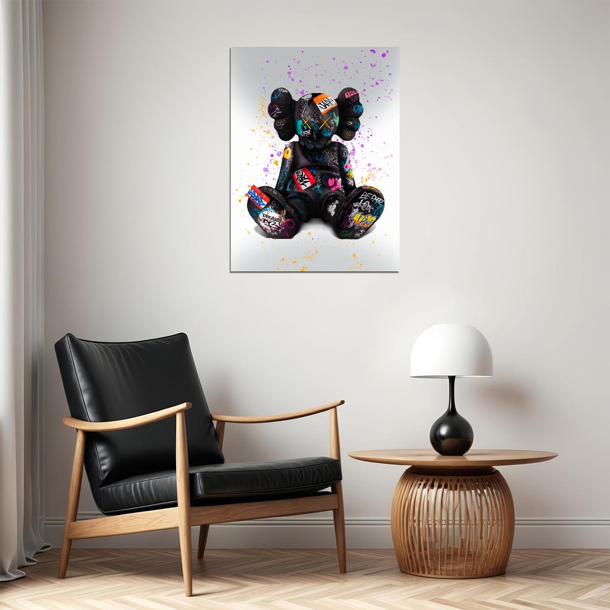 Graffiti Teddy Bear Art Poster Designer Toy Wall Decor Street Style Pop Art Swag Modern Wall Print