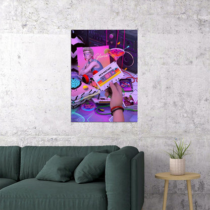 Retro 80s Moxtape Synth Arcade Dreams Vaporwave Poster Neon Gaming Setup Art Poster Futuristic Vibrant Wall Decor Gamer Aesthetic Modern Wall Art Print