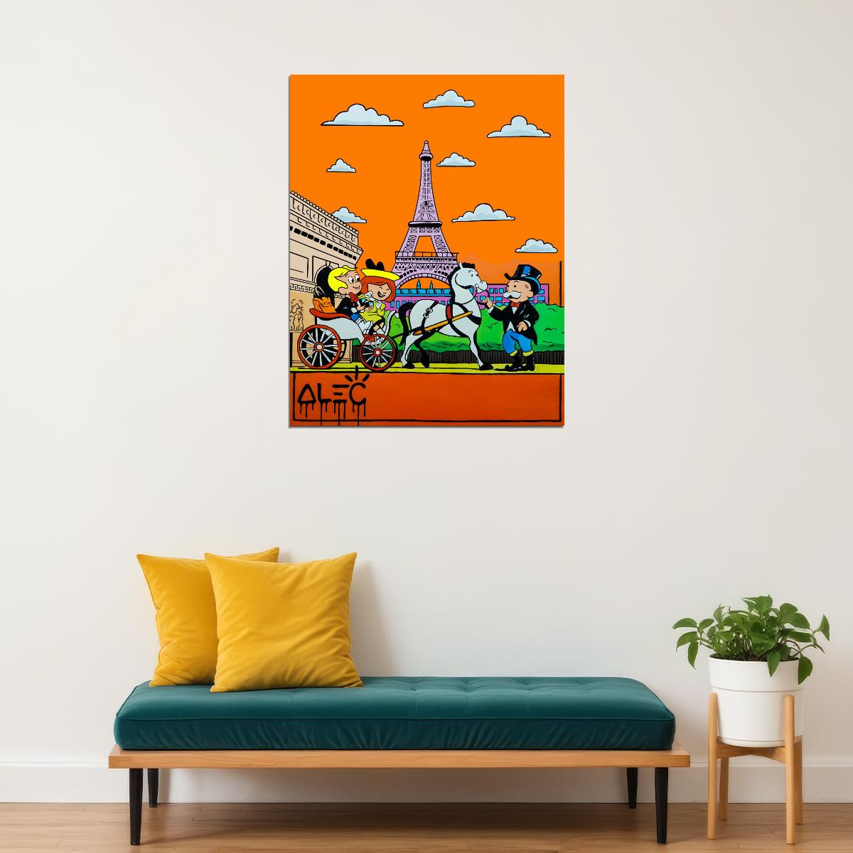 Paris Effel Tower Graffiti Art Poster Vibrant Playful Wall Decor French Landmarks Modern Art Wall Print