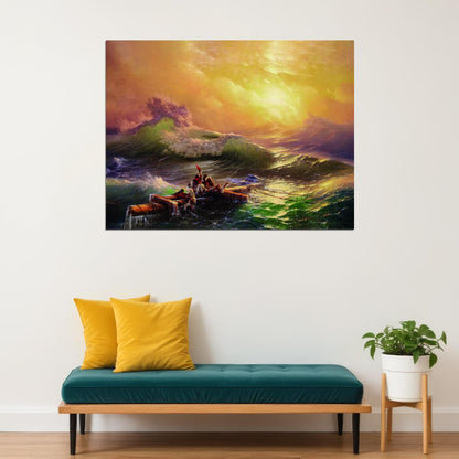 The Ninth Wave Ivan Aivazovsky The Stormy Sea Art Poster Dramatic Timeless Wall Decor Classic Oceanic Painting Wall Print