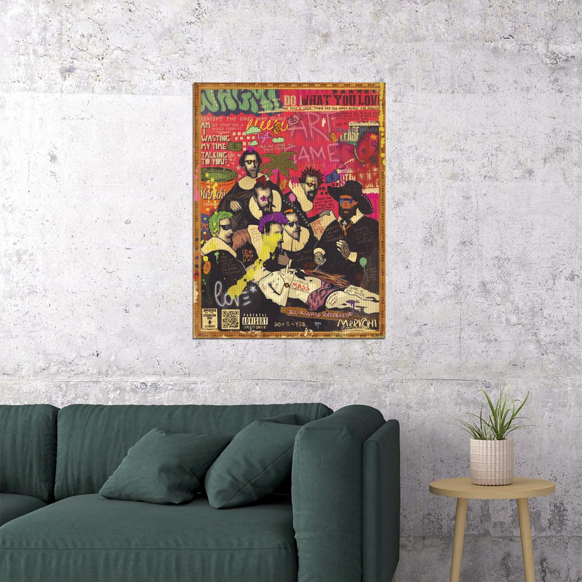 Boy Band Graffiti Pop Art Poster Vintage Magazine Collage Music Group Print