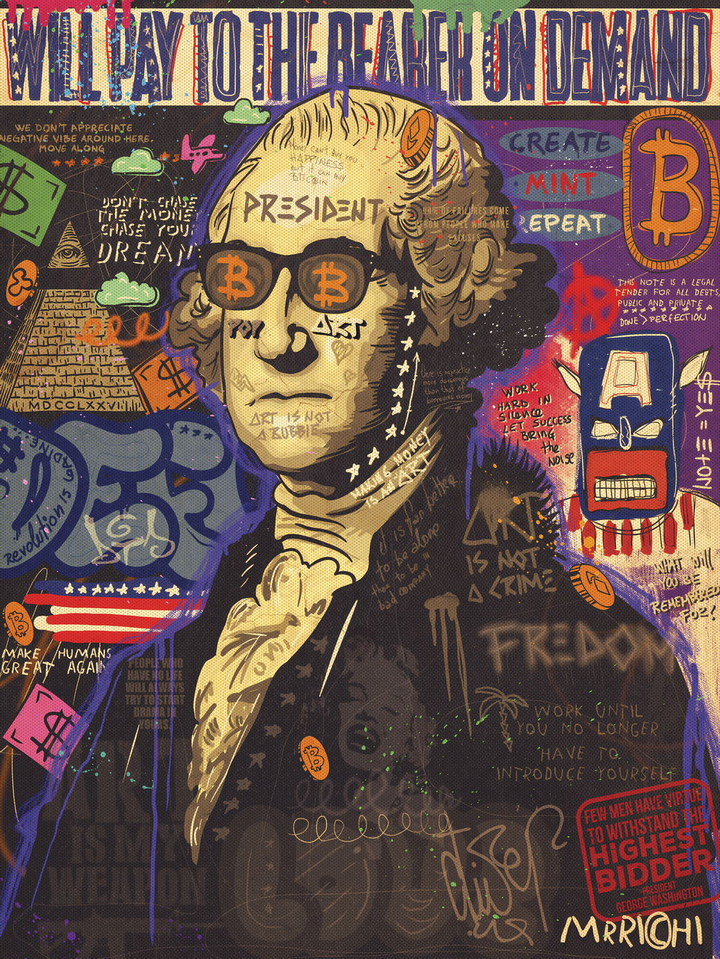 George Washington Graffiti Pop Art Poster Modern Founding Father Tribute Wall Art Print