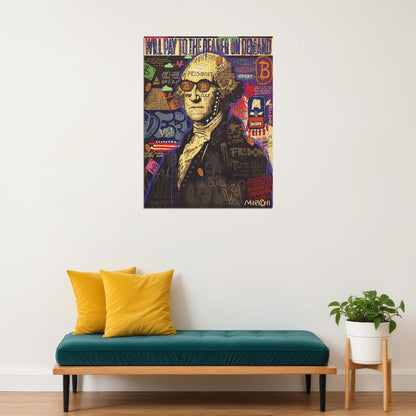 George Washington Graffiti Pop Art Poster Modern Founding Father Tribute Wall Art Print